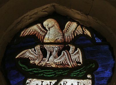 A Pelikánt jámborságában ábrázoló ablak alkotó: French School